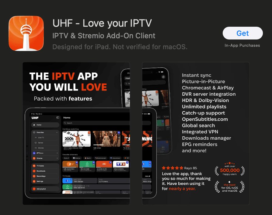 UHF — installed and ready to set up